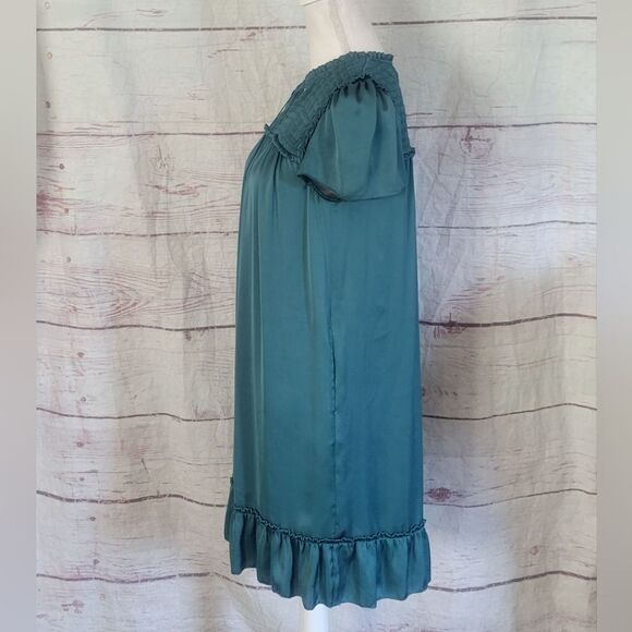 Margaret O'Leary Teal Smocked Yoke Dress Size Small - Picture 3 of 6